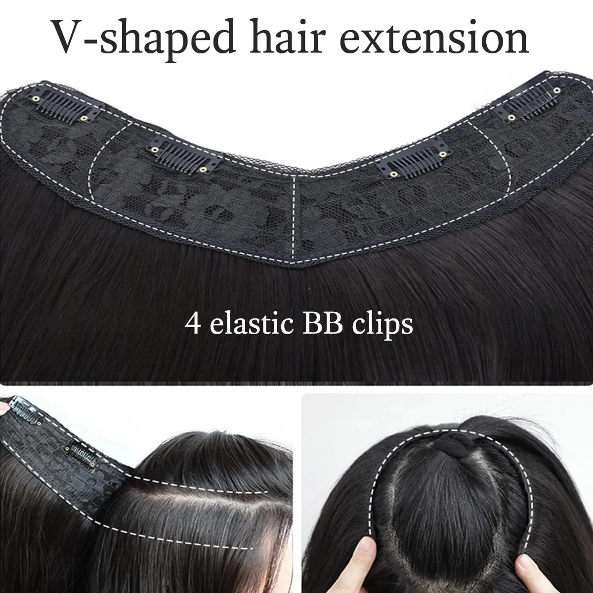 Synthetic layered V-shaped hair extension wig women's heat-resistant clip hair wig atmosphere long curly hair