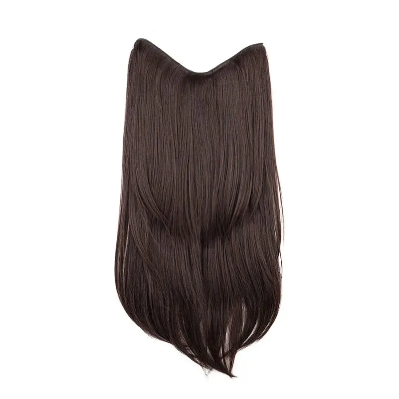 22Inch Synthetic V-Shape Long Straight Hair Extension Layered Hairpiece Natural Invisible Everyday Wear for Women Daily Party