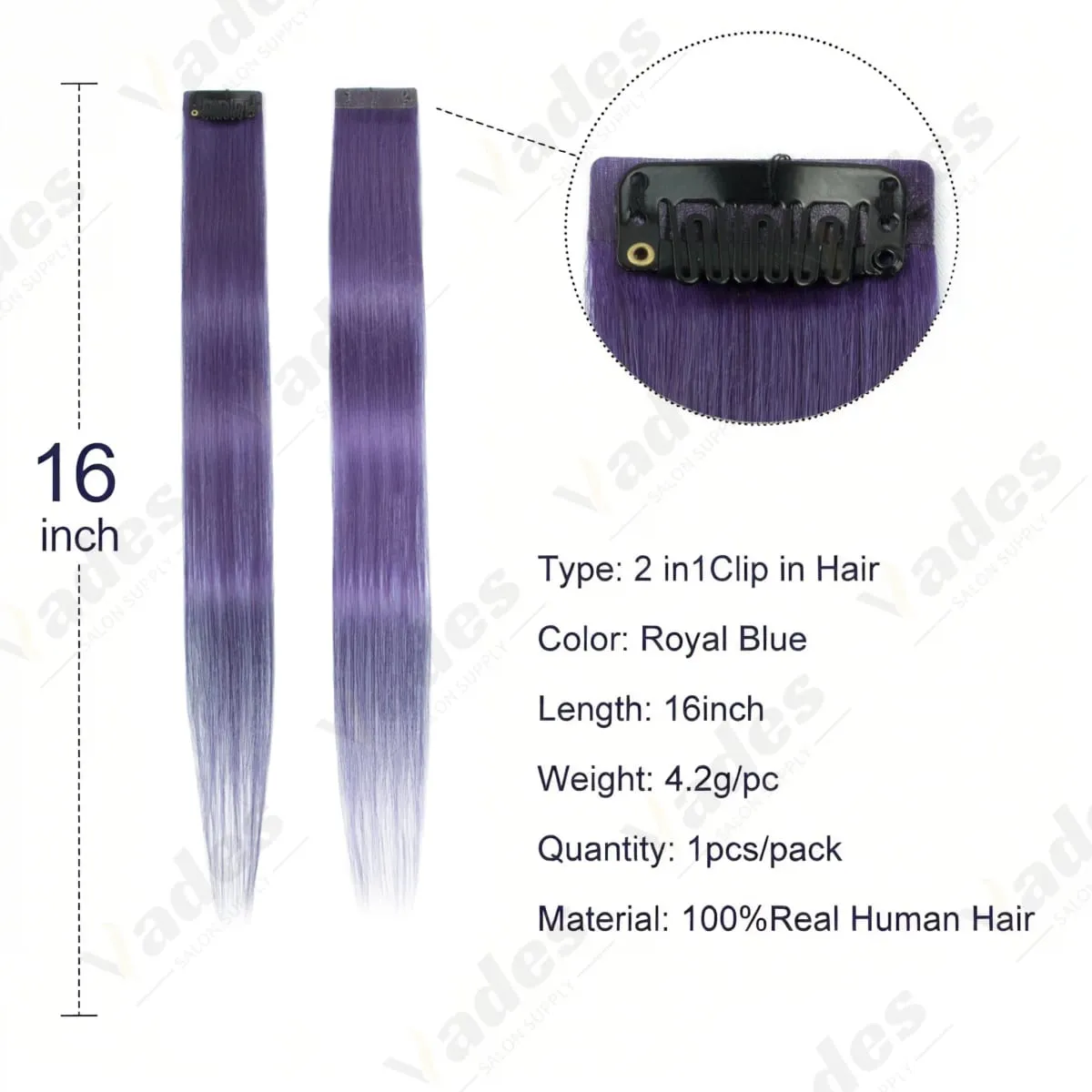 6PCS Colored Purple Hair Extensions Clip in Hair Extensions Straight Human Hairpiece for Halloween Christmas Cosplay 16Inches