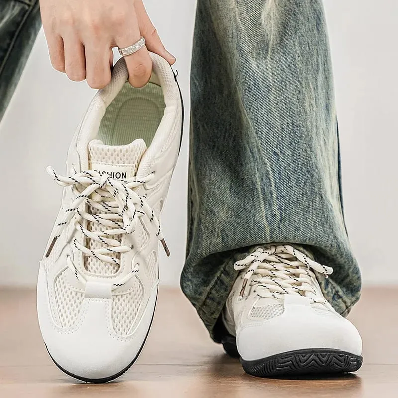New Sneakers for Men's Outdoor Fabric Footwear Fashion New Man Breathable Anti Slip Mesh Walking Flat Sole Tennis Athletic Shoes