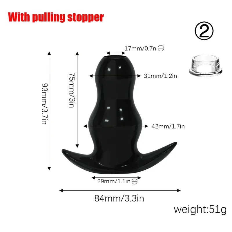 Purple TPE Hollow Tunnel Butt Plug Set - Graduated Open Anal Stretcher Plugs Flexible Sex Toy for Men & Women