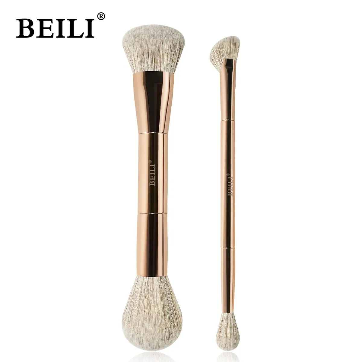 Makeup Brush Set Double-Sided Makeup Brushes for Foundation Contour Blush Blending Eyebrow and Eye Shadow Fiber Bright Cyan — image 1