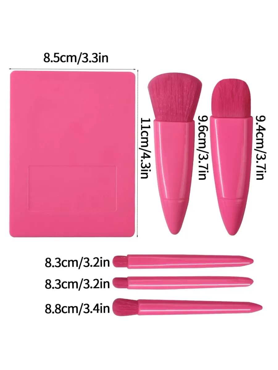 5pcs Travel Size Makeup Brushes Set Mini Makeup Brushes Small Complete Function Cosmetic Brushes Kit With Case And Mirror