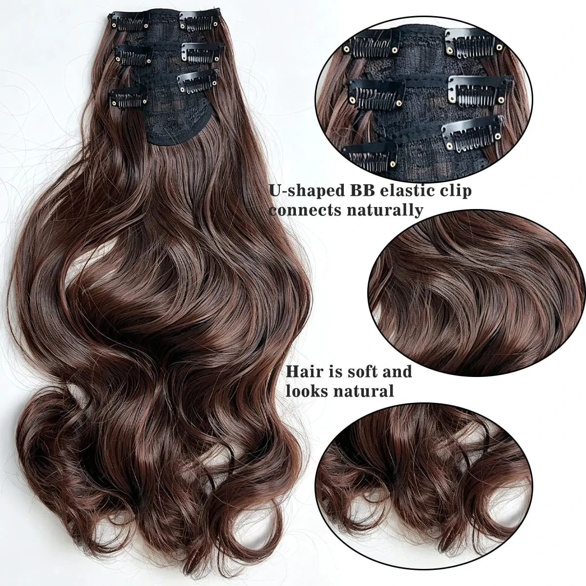16"20"24" synthetic Big waves Clip in the hair extension 3pcs/set of curly hair pieces for women's daily styling — image 4