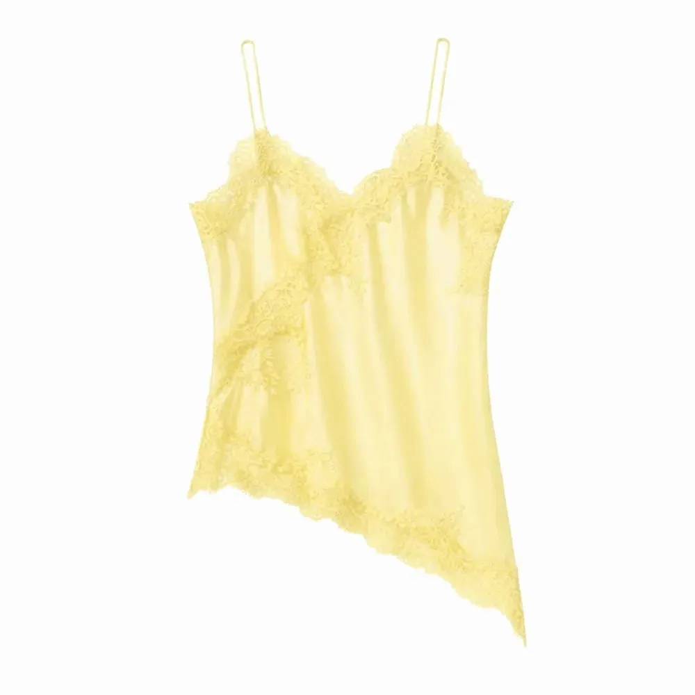 Elegant Asymmetrical Lace Lace Patchwork Top Sleeveless Backless Camisole Tops V Neck Sexy Lace Women tank top Summer Wear