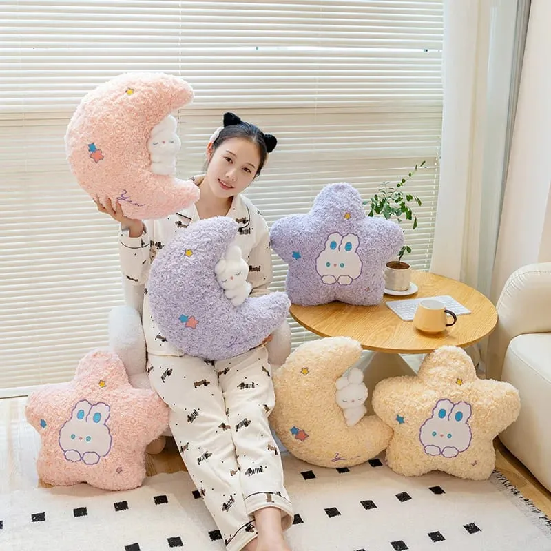 45cm Kawaii Pillow Rabbit Cartoon Star Moon Pillow Cushion Creative Happiness Soft Family Plush Toy Sofa Home Decor Plush Pillow