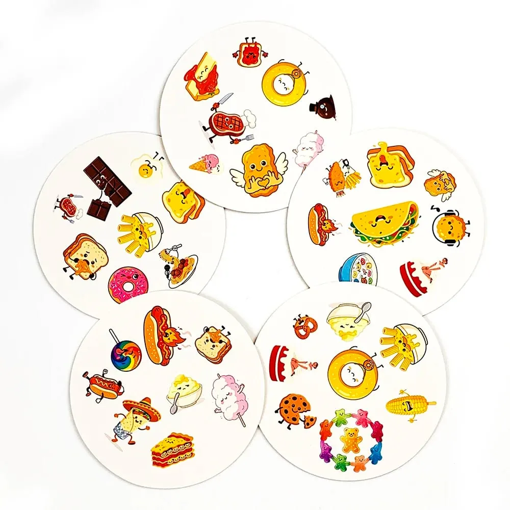 Metal Box Card Game Food Party Link Game Cards Family Interactive Matching Board Game Party Desktop Game Toy for Children Adults