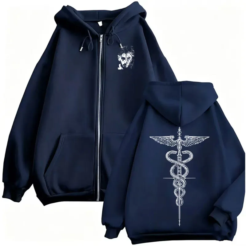 El Matador Ilia Topuria Tattoo Zipper Hoodies Men's Violence Aesthetics Sweatshirt Jacket Coats Fleece Long Sleeve Zip Up Hoodie