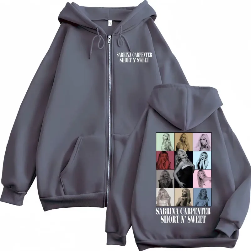 Singer Sabrina Carpenter Graphic Zipper Hoodie Men's Women Fashion Aesthetic Hooded Sweatshirts Harajuku Y2k Oversized Pullovers