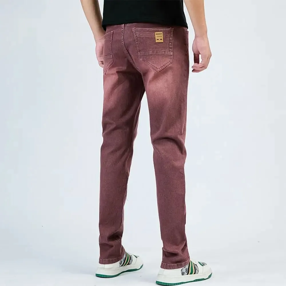 2025 Herfst heren witte slim fit rechte jeans casual stretch denim broek comfortabele mode streetwear mannelijke merkkleding