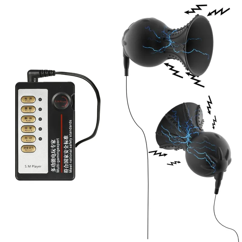 Electric Shocker Breast Pump Enlargement For Women Nipple Sucker Clitoris Suction Bondage E-stim Erotic Sex Toy Bdsm