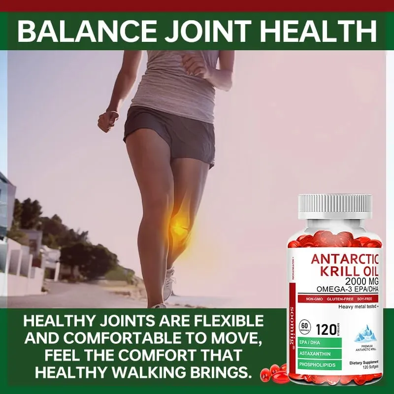 Antarctic Krill Oil Capsules 2000mg Omega-3 EPA & DHA with Astaxanthin Supplement Sourced from Red Krill Maximum Strength
