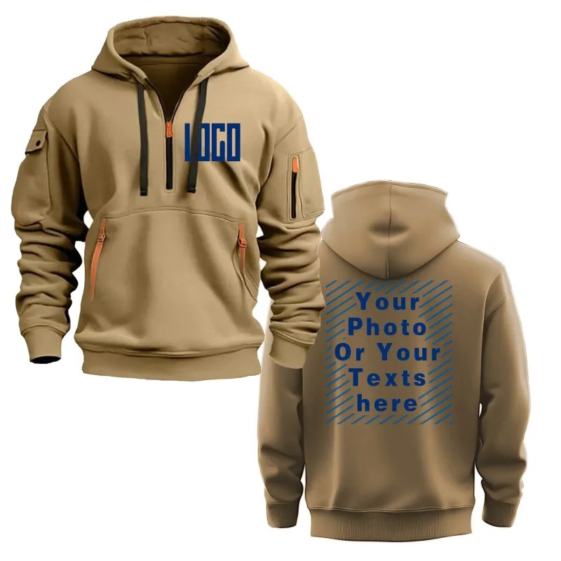 Men's and Women's Custom Printed Hoodies Loose Casual Sportswear Zippered Long-sleeved Hoodies with Pockets on the Sleeves
