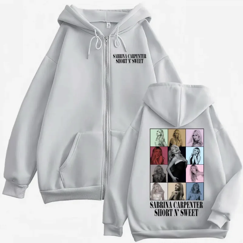 Singer Sabrina Carpenter Graphic Zipper Hoodie Men's Women Fashion Aesthetic Hooded Sweatshirts Harajuku Y2k Oversized Pullovers