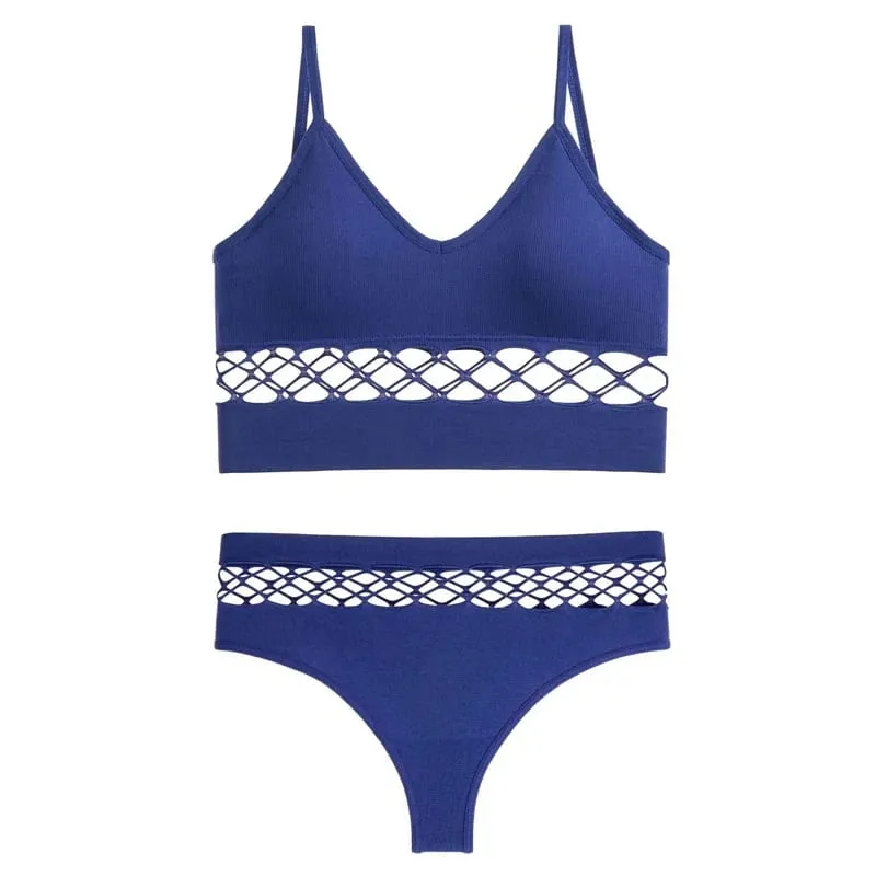 Women Sexy Push Up Bra Sets Waist Hollow Elastic Lingerie Thong Pantie Set Sports Strap Vest Underwear Female Bralette Lingerie — image 7
