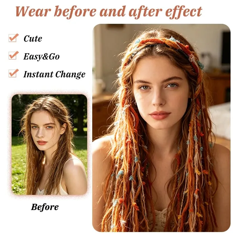 Synthetic Plush Maillard Colored Long Tassel Headband Bohemian Hair Accessory Suitable for Women's Parties