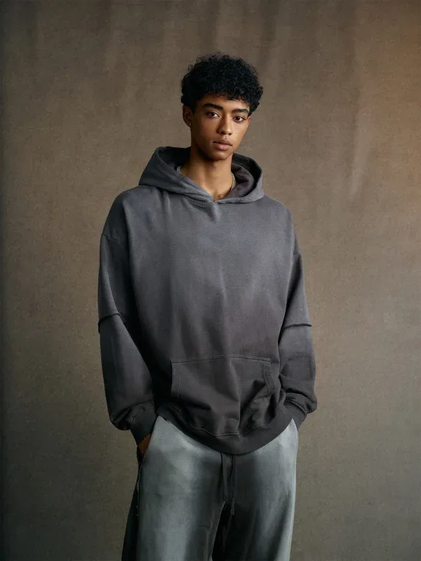 New Autumn Winter Men 400gsm Hoodies Streetwears High Street Heavy Weight Washed Cotton Sweatshirts Brand Tracksuit