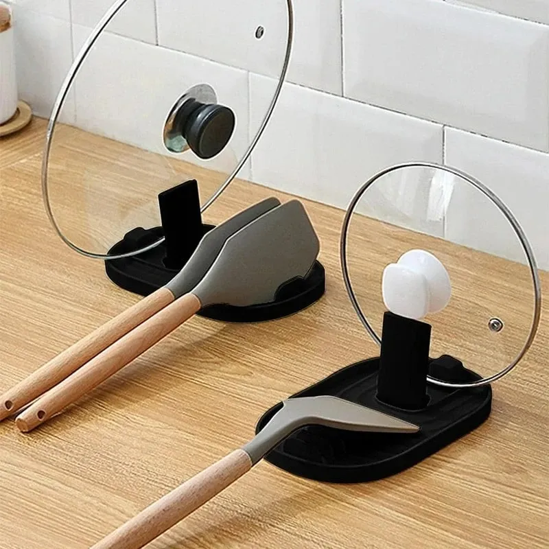 1pcs Polychrome Foldable Nordic Style Pot Holder Lid Shovel Storage Rack Practical Multifunctional Utensils for Kitchen Supplies — image 1