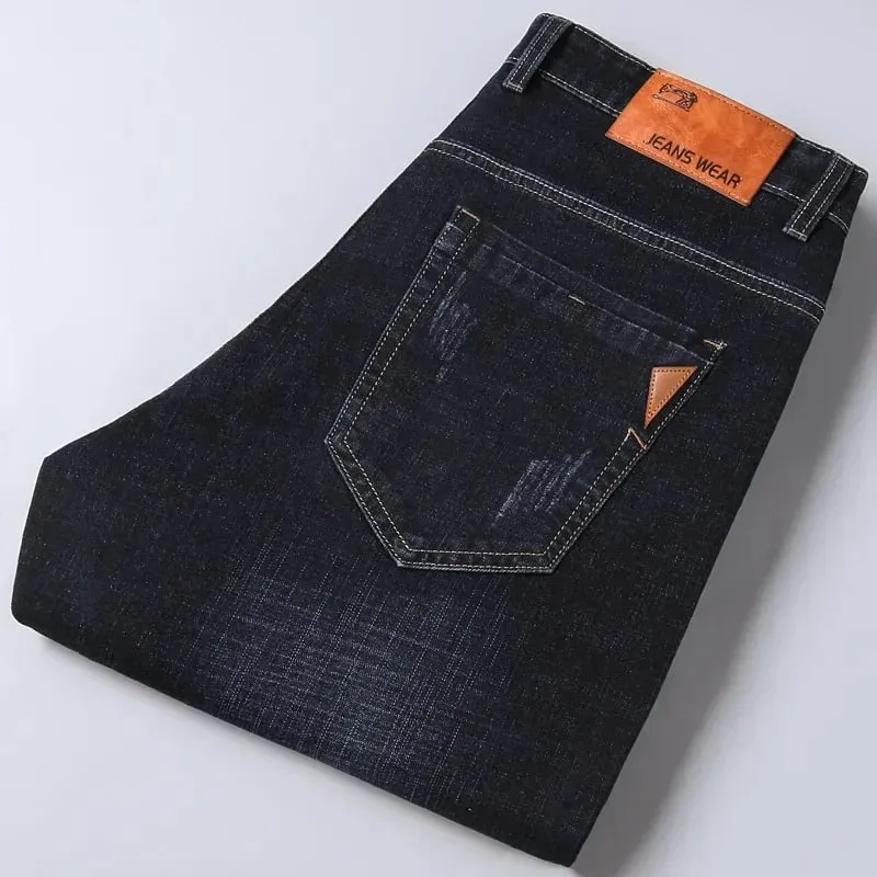 2026 NEW Men Men's Fashion Business Jeans Classic Style Casual Stretch Slim Jean Pants Male Brand Denim Trousers Black Blue Me