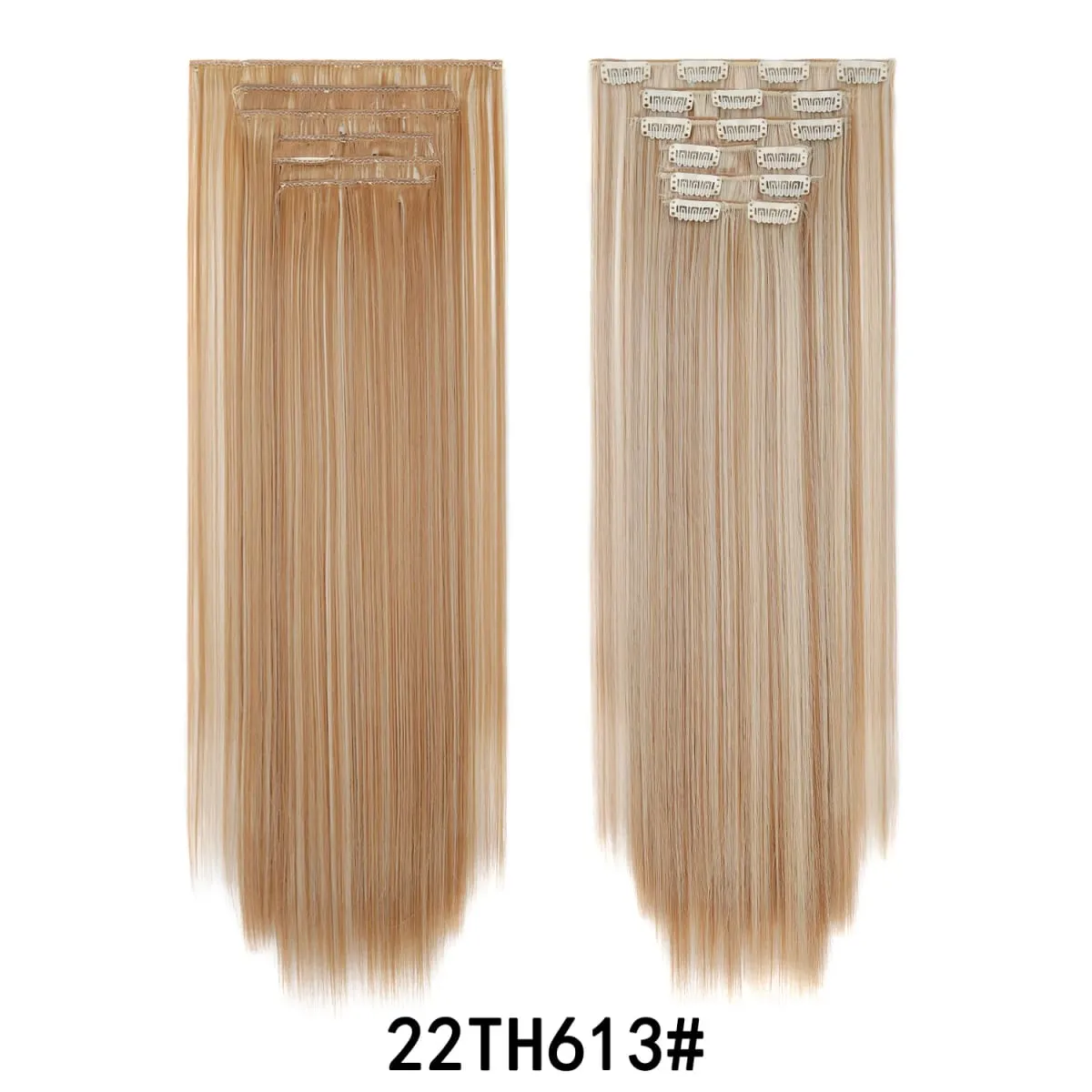 24 Inch 6PCS Clip In Hair Extensions Straight Synthetic Hair Extensions Dark Brown Long Natural Looking Hair Piece for Women