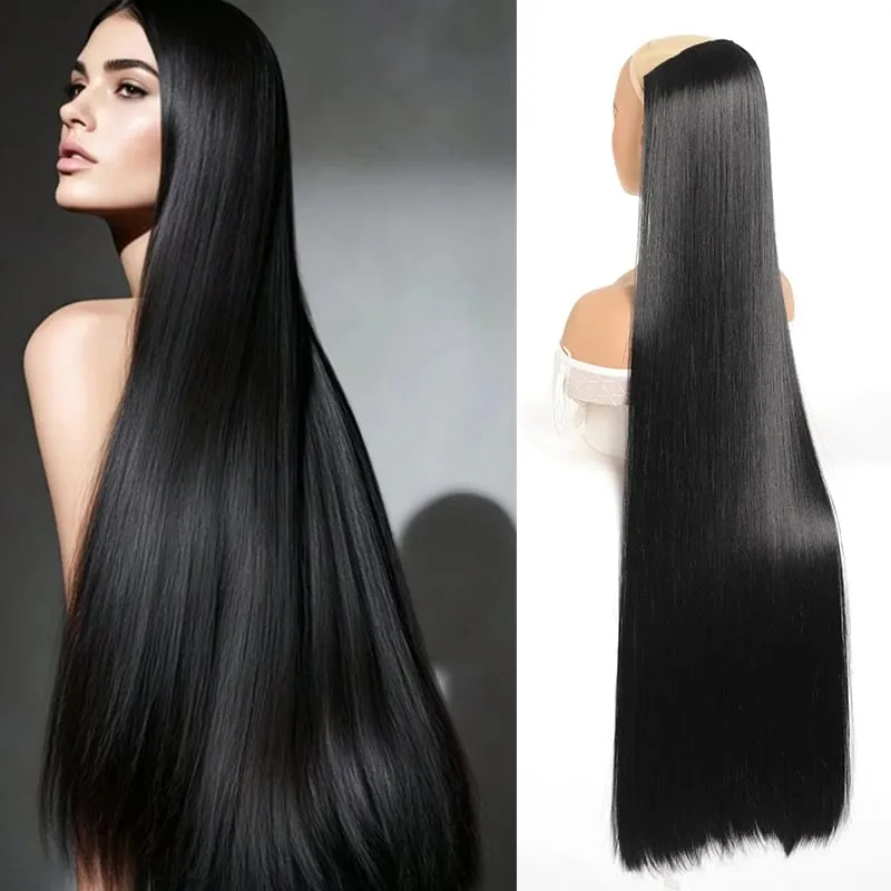 32inch Synthetic Hair Extensions 5-clip Long Straight Heat-Resistant Hair Extensions Suitable for Daily Vacations and Gatherings