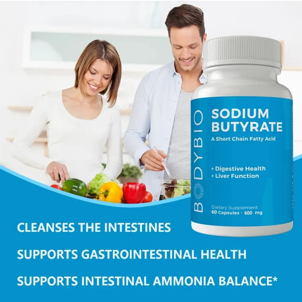 Sodium Butyrate Supplement Capsules for Digestion Health Supportloat Gas & Constipation Relief 120 Capsules