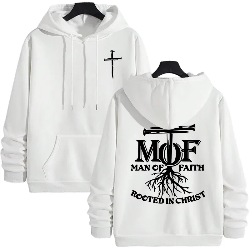 2025 Hot Sale Men's Hoodie Man of Faith Jesus Print Hooded Sweatshirts Autumn Winter Daily Casual Sporty Fashion Hoody Outerwear