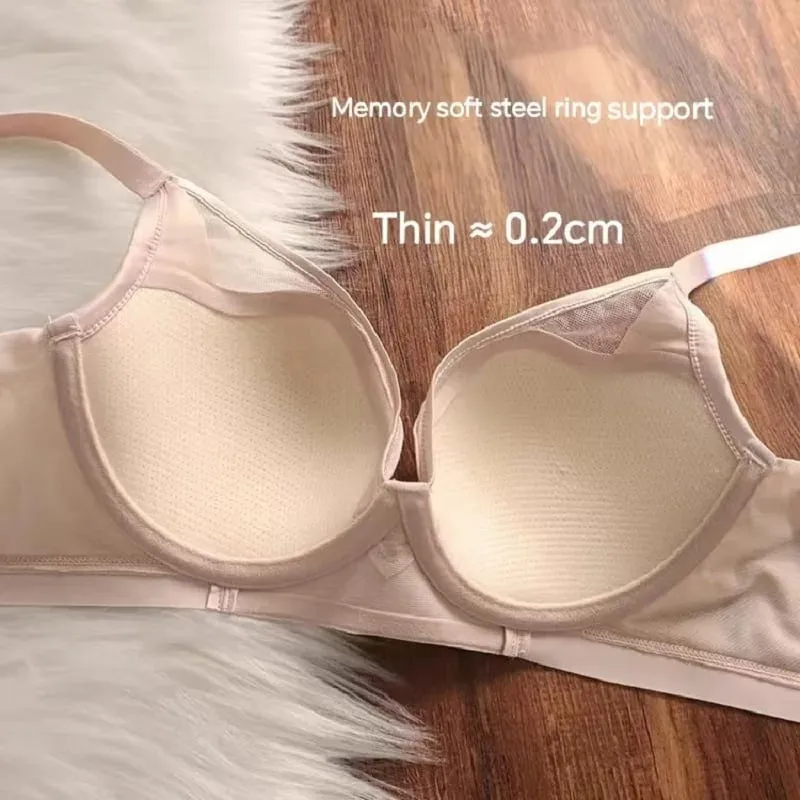 Nahtlose, dünne Push-up-Dessous in Übergröße für Frauen, große Brüste sehen kleiner aus, weicher Anti-Durchhang-Bügel-BH