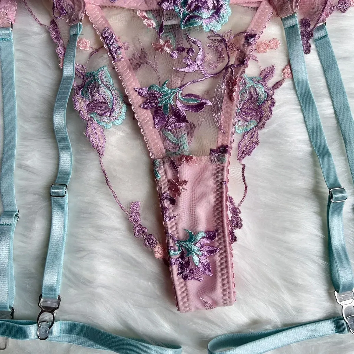 Sexy Fairy Lingerie Floral Transparent Underwear Ruffle Garter Intimate Delicate Underwear Beautiful See Through Outfits