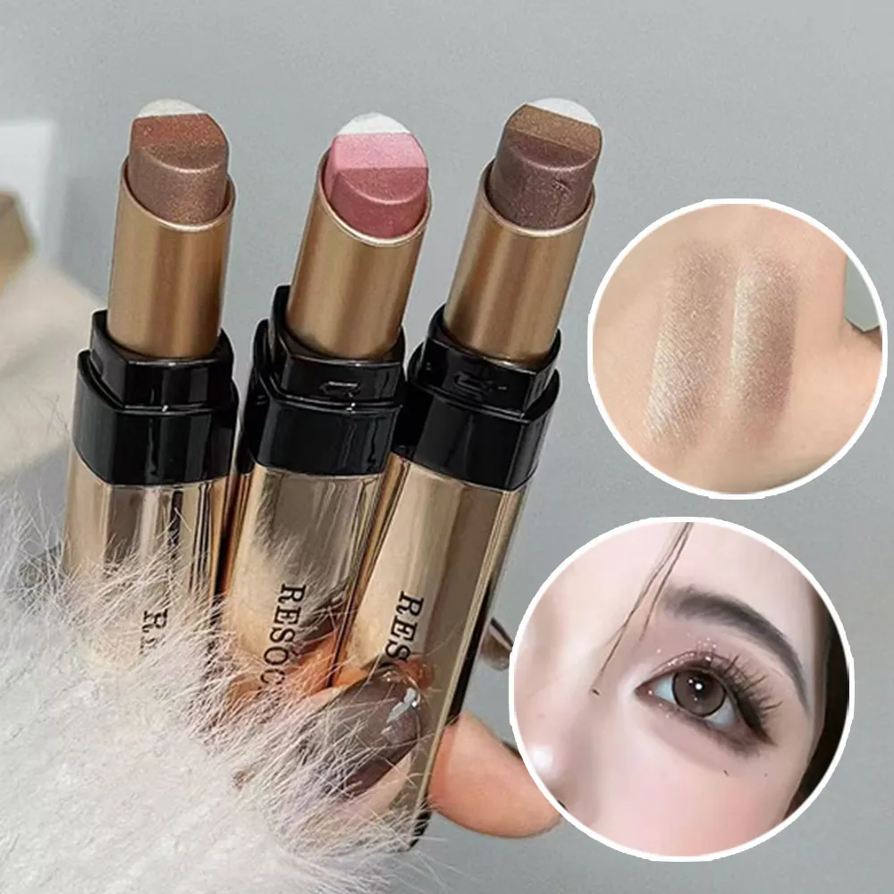 Three Color Gradient Pearlescent Eye Shadow Stick Water&Sweatproof Non-smudge Three Dimensional Natural Lazy Eye Shadow Pen