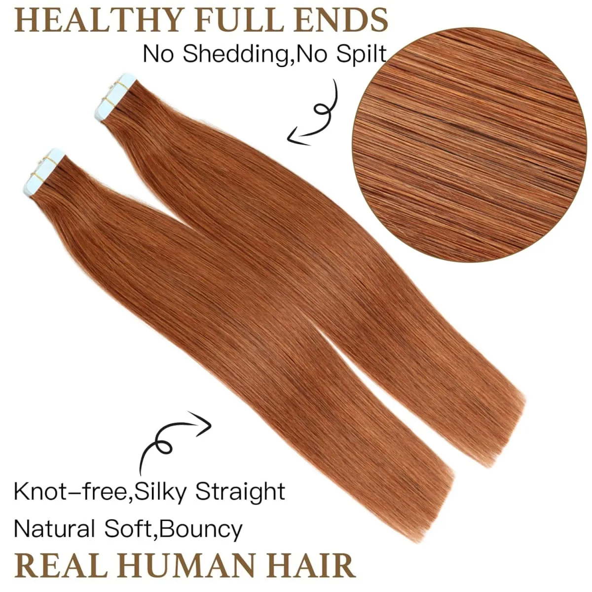 #30 Medium Auburn 40pc 100g Seamless Remy Tape in Human Hair Extensions Natural Straight PU Skin Weft Real Virgin Human Hair