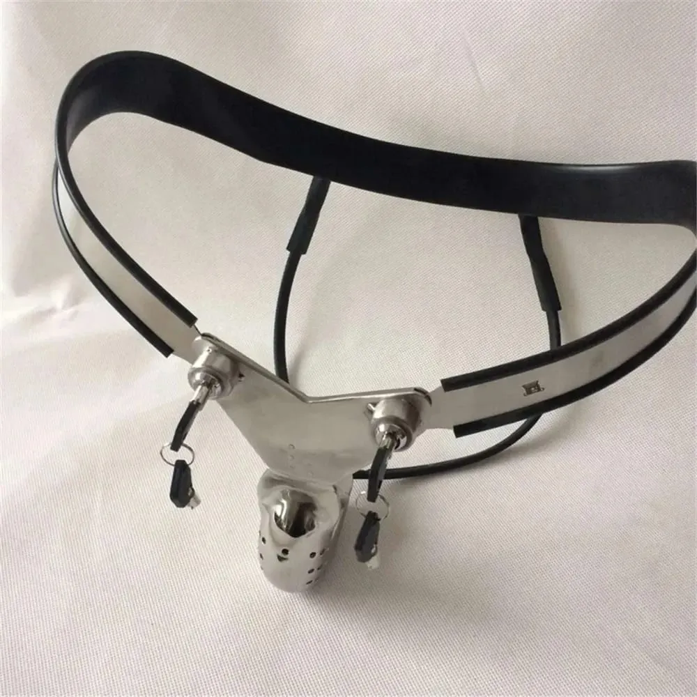 Male Chastity Device Waist Belt Stainless Steel Cock Cage Penis Sleeve Cockrings Dick BDSM Bondage Kit Adult Sex Toys for Men 18