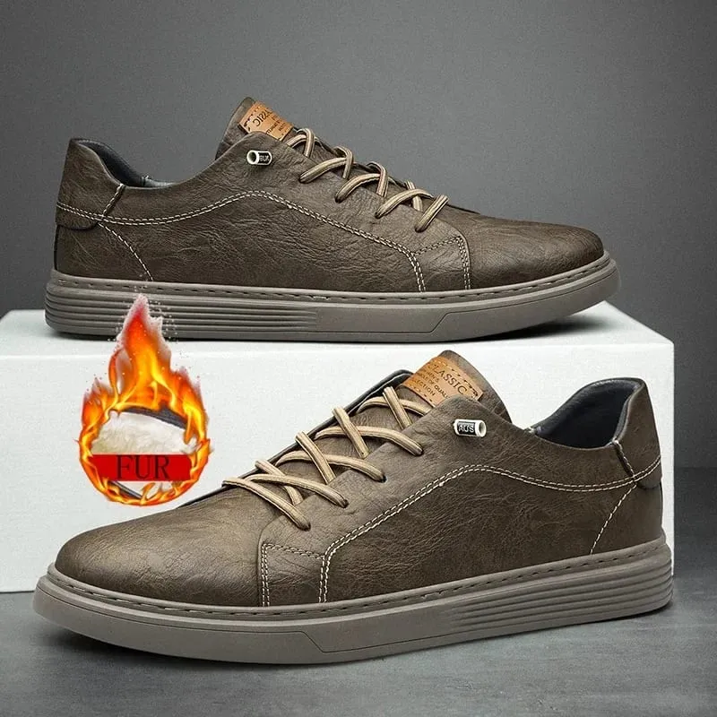 Brand Italian Genuine Leather Casual Shoes Men's Oxford Outdoor Black Jogging Shoes Men's Office Dress Shoes Big Size：36-47