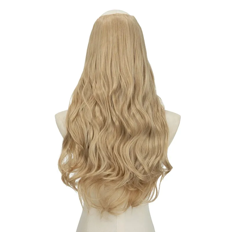 Extension de cheveux synthétiques à Clip en U de qualité supérieure, postiche longue, épaisse et bouclée, Blonde naturelle, faux cheveux résistants à la chaleur pour femmes