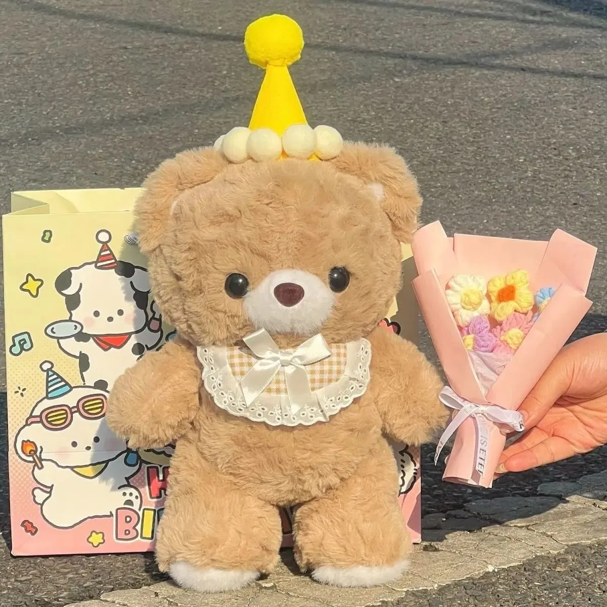 30cm Cute Mocha Brown Teddy Bear Plush Toy Soft Stuffed Animal With Lace Collar Girls Birthday Gift Bedroom Throw Pillow Doll