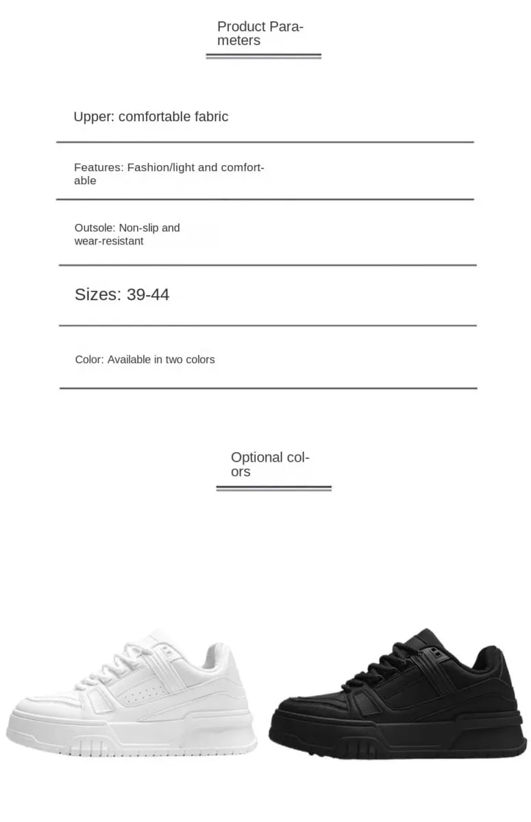 Men's Spring Autumn Unique Design Versatile Casual Pure Black Sneakers Teen Sports Thick Bottom Heightening Trendy Loers