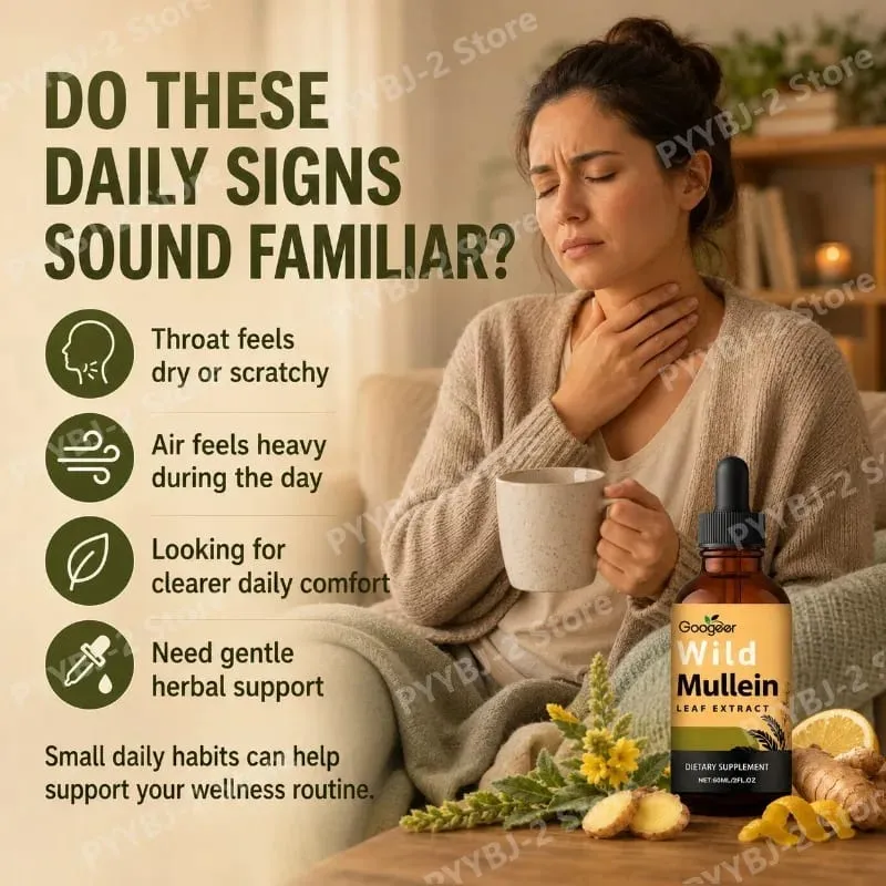 Mullein Liquid Drops 60ml na may Wild Mullein Leaf Extract at Ginger Support Lung Health & Clean Impurities Plant Supplement — image 6