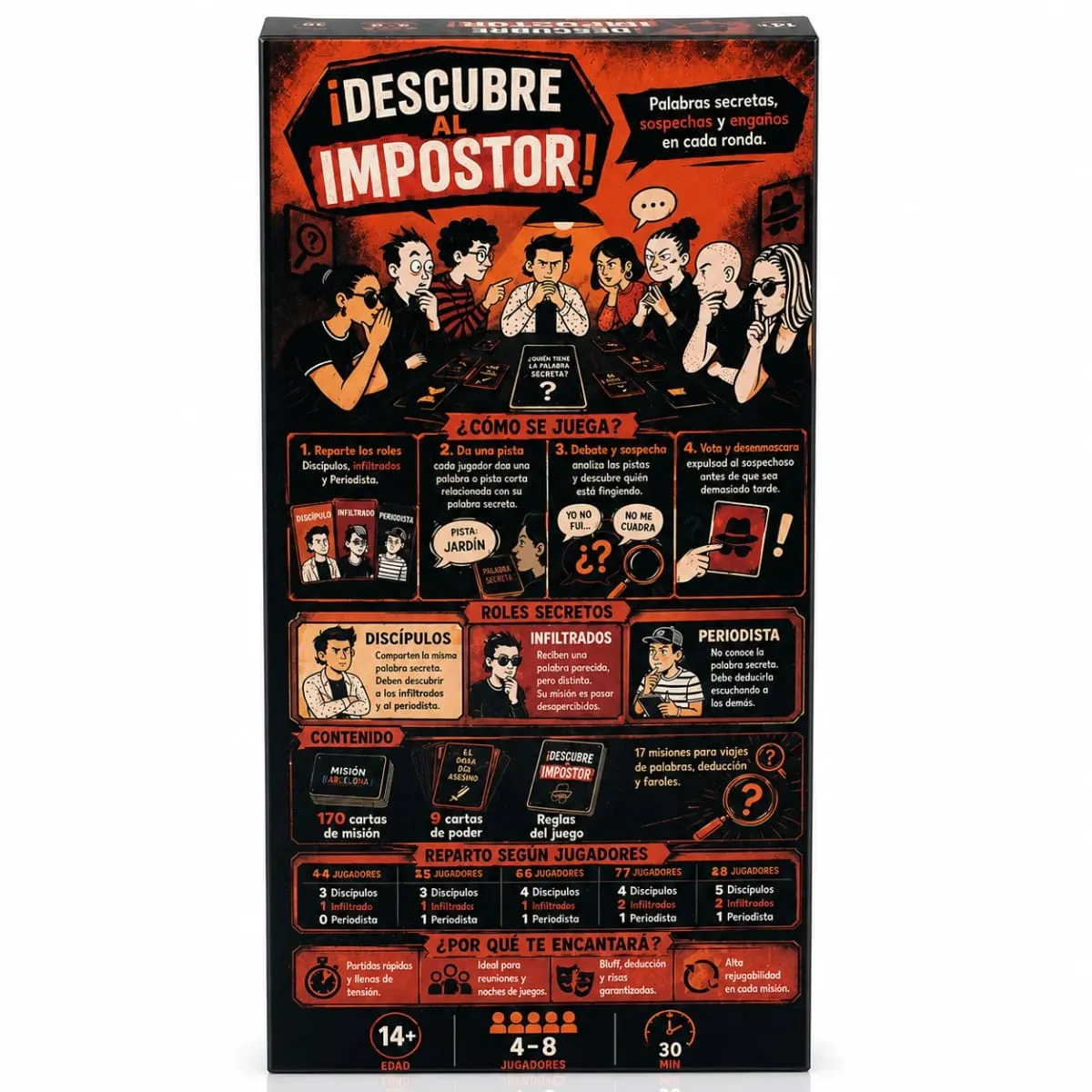 Descubre Al Impostor Card Game Secret Word Deduction Game Hidden Role Bluffing Strategy Mystery Game with Clue Giving Voting Rol