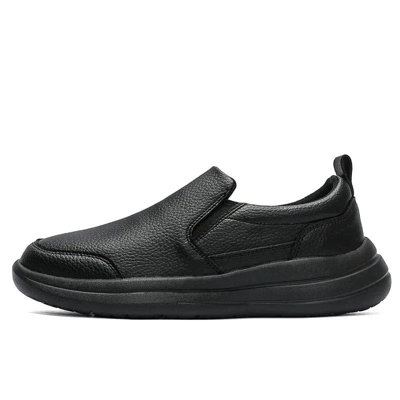 Men's Comfortable Slip-On Leather Sneakers Casual Sports Walking Shoes Waterproof Black Athletic Plus Big Size 48 49 50
