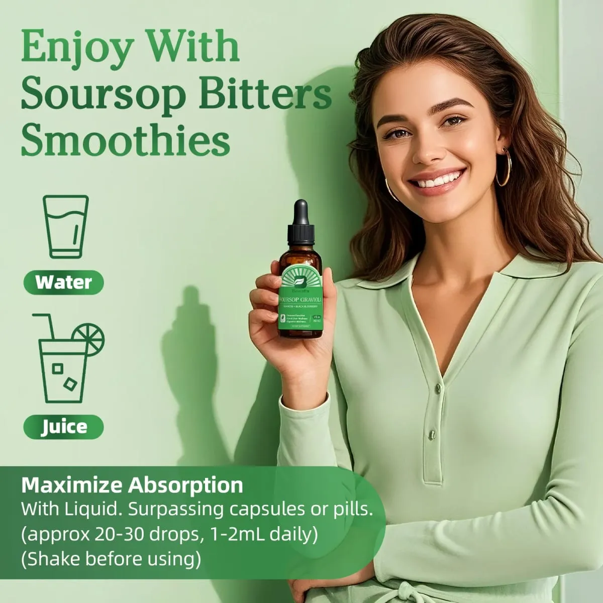 Extrait naturel de corossol graviola goutte soutien immunité et santé digestive détox et nettoyage sans gluten sans sucre