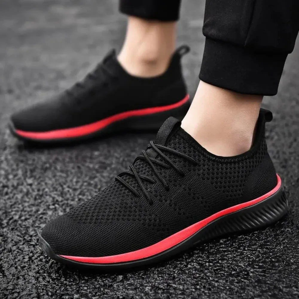 Men Casual Shoes Fashion Breathable Walking Mesh Flat Shoes Sneakers for Men Gym Vulcanized Shoes Black Sneakers