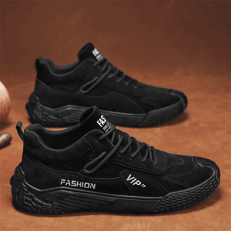 Spring New Men's Shoes Comfortable Casual Shoes Lightweight Trendy Versatile Solid Color Trendy Shoes Men's Sports Thick-Soled Sneakers