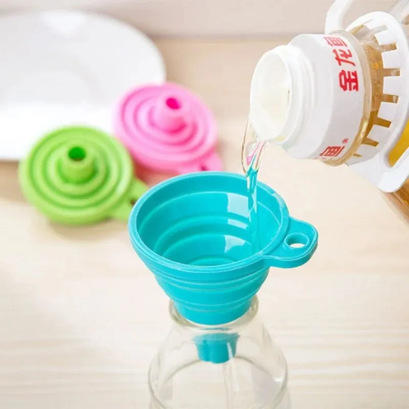 1/3/5/10 pcs S L Folding Silicone Funnel for Filling Bottles Kitchen Silicone Funnel Collapsible Kitchen Gadgets Oil Filler