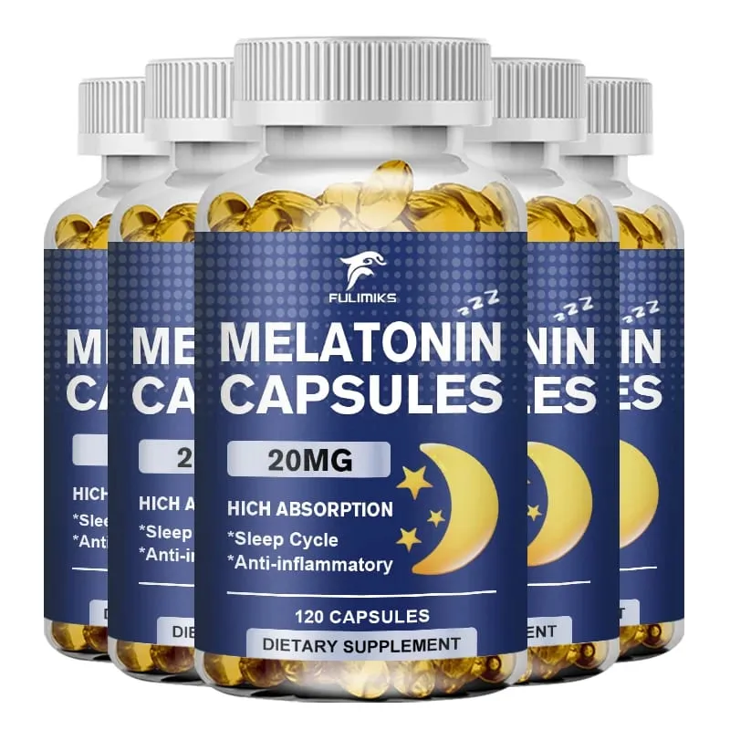 Melatonin 20mg Sleep Dietary Supplement 120 Strawberry Flavored Capsules Contains Melatonin - Healthy Sleep