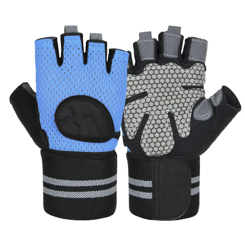 Anti-Slip Shock Åndbare Halvfinger Handsker Åndbare Cykelhandsker Fitness Gym Bodybuilding Crossfit Motion Sportshandsker — image 13