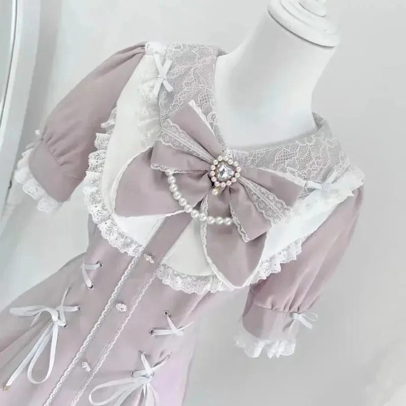 Japanese Style Lolita 2 Piece Set Y2k Mini Skirt Woman Harajuku Sweet Kawaii Print Dress Tops Korean Fashion Elegant Dress