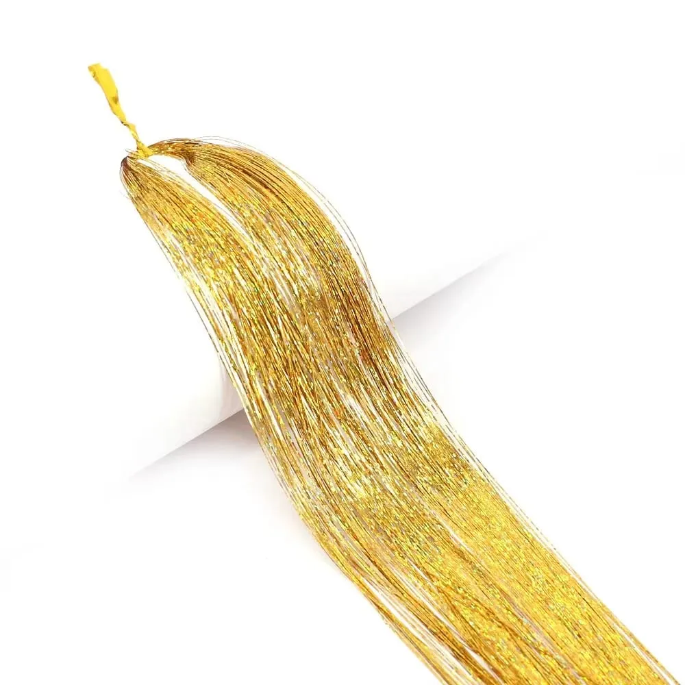 Sparkle Shiny synthetic Hair Tinsel Hair Extensions Dazzles Women Hippie for Braiding Headdress Hair Braiding Tools Long 120cm