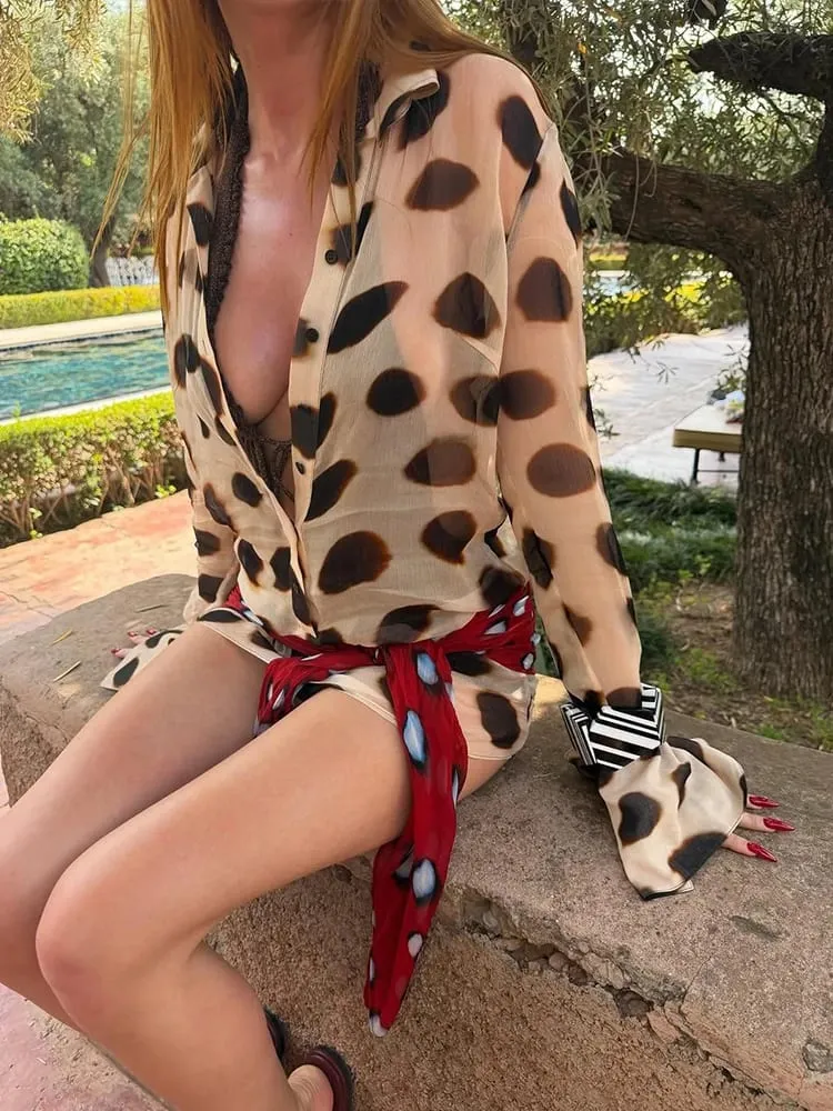 Casual Printed Shirt Mini Dress Women Full Sleeve Turn-down Collar Single Breasted Short Dresses Female 2026 Summer Lady Robe