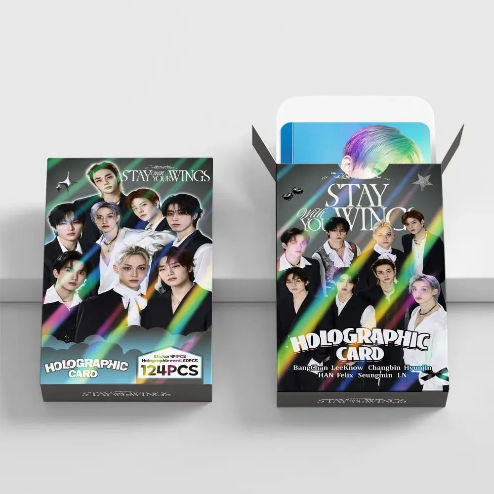 124pcs New Album Stay With Your Wings Photocards Stickers Kpop Merch Lomo Cards Set Fans Collection Cards Gifts