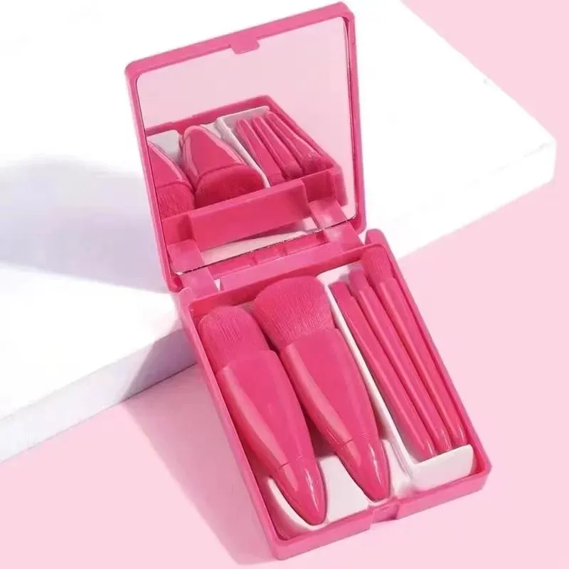 10pcs Pink Makeup Brush Set for Beginners Mini Portable Foundation Eyeshadow Brushes with Crystal Handle Includes Brush Pouch